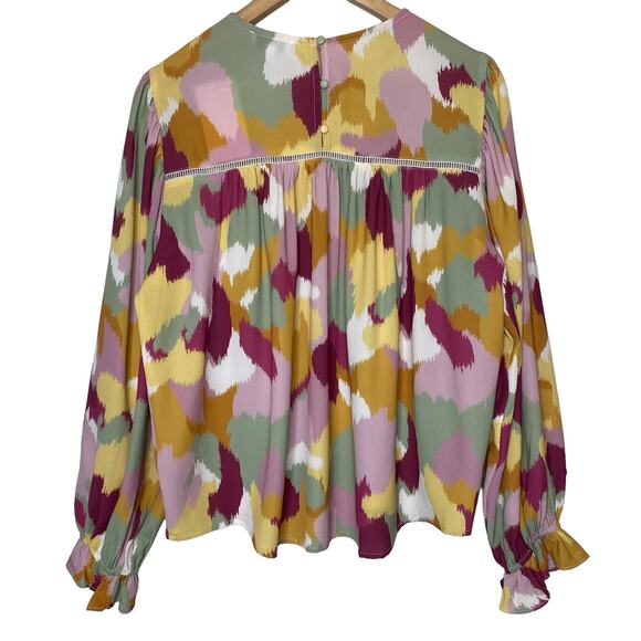 Fate Brushstroke Print Peasant Blouse Multicolor Boho Top NEW size Medium - Picture 5 of 6